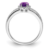 Sterling Silver Rhodium-plated Polished Amethyst & White Topaz Ring - QR-51604BC8-9197