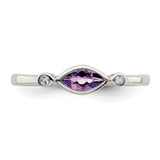 Sterling Silver Rhodium-plated Polished Amethyst/White Topaz Ring - QR-453B9895-6388