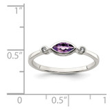 Sterling Silver Rhodium-plated Polished Amethyst/White Topaz Ring - QR-9683C5CD-3482
