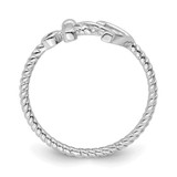 Sterling Silver Rhodium-plated Polished Anchor Ring - QR-16C4D938-1807