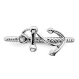 Sterling Silver Rhodium-plated Polished Anchor Ring - QR-9D6DAF2E-8740