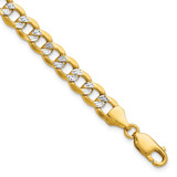 14k 7.1mm Semi-solid with Rhodium Pav‚ Curb Chain - PW-8466FC87-7342