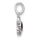 Sterling Silver Rhodium-plated Polished and Antiqued Crystal January Birthstone Turtle Pendant