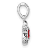 Sterling Silver Rhodium-plated Polished and Antiqued Crystal July Birthstone Turtle Pendant