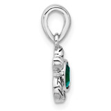 Sterling Silver Rhodium-plated Polished and Antiqued Crystal May Birthstone Turtle Pendant
