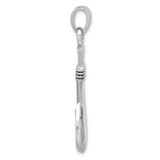 Sterling Silver Rhodium-plated Polished and Antiqued Hook Pendant