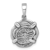 Sterling Silver Rhodium-plated Polished and Antiqued Medieval Coin Pendant - LP-6D0DB9E0-6353