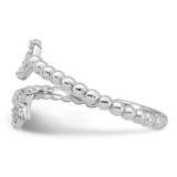 Sterling Silver Rhodium-plated Polished and Beaded Adjustable CZ Moon and Star Size 7 Ring