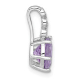 Sterling Silver Rhodium-plated Polished and Beaded Round Amethyst and White Topaz Chain Slide Pendant