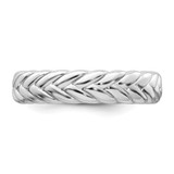 Sterling Silver Rhodium-plated Polished and Braided 5.00mm Band Size 6 Ring