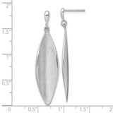 Sterling Silver Rhodium-plated Polished and Brushed Fancy Concave Oval Dangle Post Earrings