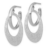Sterling Silver Rhodium-plated Polished and Brushed Oval Dangle C-Hoop Post Earrings - QE-4EA1EEB6-1278