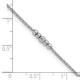 Sterling Silver Rhodium-plated Polished and Diamond-cut 3-Station Beaded 9 Inch with 1 Inch Extension Anklet