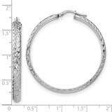 Sterling Silver Rhodium-plated Polished and Diamond-cut 4.00 x 40mm Tube Hoop Earrings