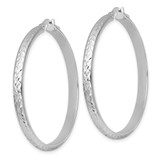 Sterling Silver Rhodium-plated Polished and Diamond-cut 4.00 x 45mm Tube Hoop Earrings
