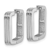 Sterling Silver Rhodium-plated Polished And Grooved 3.5mm x 17mm Square Hinged Hoop Earrings - QE-C6DA22C0-7573