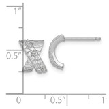 Sterling Silver Rhodium-plated Polished and Grooved -X- CZ Post Earrings