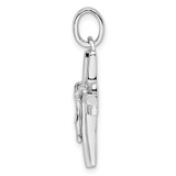 Sterling Silver Rhodium-plated Polished and Laser Crucifix Pendant - QC-7E5FE1C8-4942