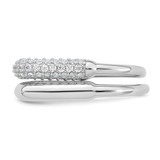 Sterling Silver Rhodium-plated Polished and Pave CZ Square Size 7 Two Ring Set