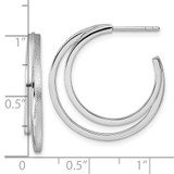 Sterling Silver Rhodium-plated Polished and Satin Double C-Hoop Post Earrings - QE-55EF3A2E-1531