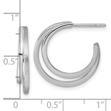 Sterling Silver Rhodium-plated Polished and Satin Double C-Hoop Post Earrings - QE-6481B1E9-4756