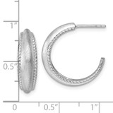 Sterling Silver Rhodium-plated Polished and Scratch Finish C-Hoop Post Earrings - QE-3E638D10-3553