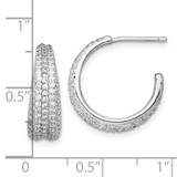 Sterling Silver Rhodium-plated Polished and Tapered Pave CZ C-Hoop Post Earrings