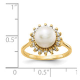 14k 7.5mm FW Cultured Pearl AA Diamond ring