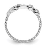 Sterling Silver Rhodium-plated Polished and Textured CZ Anchor Ring - QR-F1E29D7B-8314