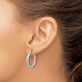 Sterling Silver Rhodium-plated Polished and Textured Hoop Earrings - QE-081AE5F8-6857