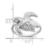 Sterling Silver Rhodium-plated Polished and Textured Sea Turtle Size 7 Ring - QR-F3661FF2-9031