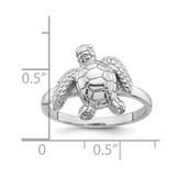 Sterling Silver Rhodium-plated Polished and Textured Sea Turtle Size 8 Ring - QR-0264FDE0-2288