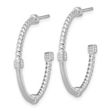 Sterling Silver Rhodium-plated Polished and Twisted 30.0mm Post C-Hoop Earrings