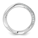 Sterling Silver Rhodium-plated Polished and Twisted CZ 3.1mm Band Size 6 Ring