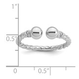 Sterling Silver Rhodium-plated Polished and Twisted CZ Ball End Size 8 Ring