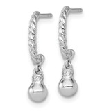 Sterling Silver Rhodium-plated Polished and Twisted CZ Post J-Hoop Dangle Earrings