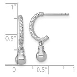 Sterling Silver Rhodium-plated Polished and Twisted CZ Post J-Hoop Dangle Earrings