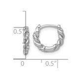 Sterling Silver Rhodium-plated Polished and Twisted CZ Round Hinged Hoop Earrings
