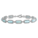 Sterling Silver Rhodium-plated Polished and Twisted Fancy Larimar 7.5 Inch with .25 Inch Extension Bracelet