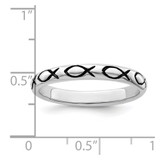 Sterling Silver Rhodium-plated Polished Antiqued Ichthus Ring - QR-D60819DD-6425