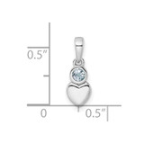 Sterling Silver Rhodium-plated Polished Aquamarine Heart Pendant