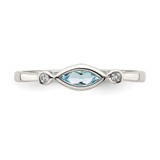Sterling Silver Rhodium-plated Polished Aquamarine/White Topaz Ring - QR-082BC142-1362