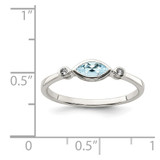 Sterling Silver Rhodium-plated Polished Aquamarine/White Topaz Ring - QR-1F6409A4-7000