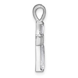 Sterling Silver Rhodium-plated Polished Baguette CZ Cross Pendant