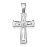 Sterling Silver Rhodium-plated Polished Baguette CZ Cross Pendant
