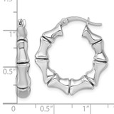 Sterling Silver Rhodium-plated Polished Bamboo Round Hoop Earrings