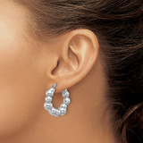 Sterling Silver Rhodium-plated Polished Bead Hoop Earrings - QE-35CCE216-2280