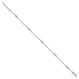 Sterling Silver Rhodium-plated Polished Beaded 9in Plus 1 in ext Anklet