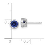 Sterling Silver Rhodium-plated Polished Bezel Set 6.2mm Round Blue CZ Stud Earrings