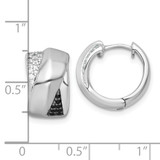 Sterling Silver Rhodium-plated Polished Black and White CZ Round Hinged Hoop Earrings